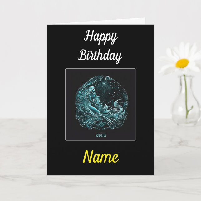 Aquarius Astrology Star Designed Birthday Card Karte (Kleine Pflanze)