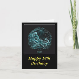 Aquarius Astrology Star Designed Birthday Card Karte