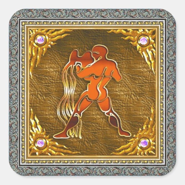 Aquarius-Aufkleber Quadratischer Aufkleber (Vorderseite)