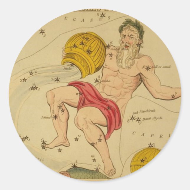 Aquarius-Aufkleber Runder Aufkleber (Vorderseite)