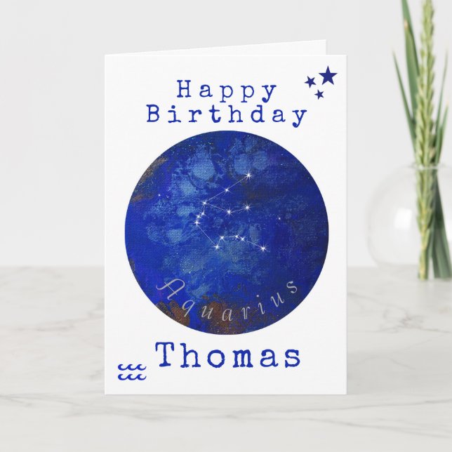 Aquarius Birthday Card, Horoskop Card Karte (Vorderseite)