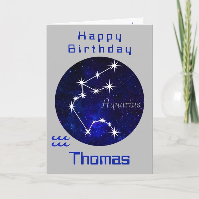 Aquarius Birthday Card, Horoskop Card Karte (Vorderseite)