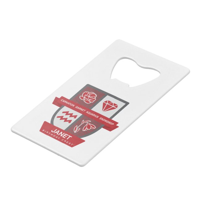 Aquarius Birthday Crest™ for January 20-31 Jewelry Geldbeutel Flaschenöffner (Vorderseite Schrägansicht)