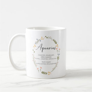 Aquarius Birthday Heartfelt Wildblume personalisie Kaffeetasse
