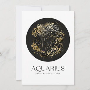 Aquarius Black & Gold Zodiac Sign Birthday Card Dankeskarte