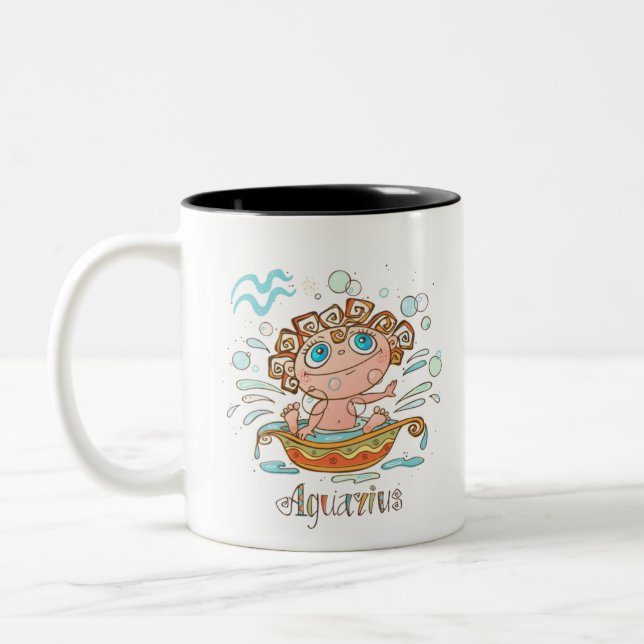Aquarius Cartoon Baby Zweifarbige Tasse (Links)