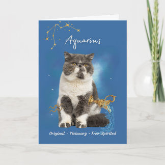 Aquarius Cat Birthday Card Karte
