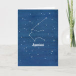 Aquarius Constellation Happy Birthday Friend Karte<br><div class="desc">Eine Geburtstagskarte mit dem Sternbild für Aquarius im Nachthimmel mit indigofarbenem Waschhintergrund. Spaß Karte,  um einem Aquarius Freund zu geben. Die anderen Sternzeichen finden Sie auf einer Vielzahl von Artikeln in meinem Shop.</div>