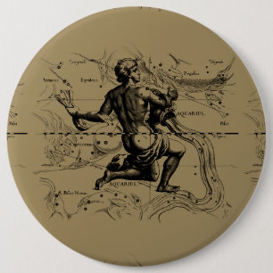 Aquarius Constellation Map Hevelius 1690 auf Taupe Button