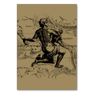 Aquarius Constellation Map Hevelius 1690 auf Taupe Tischnummer