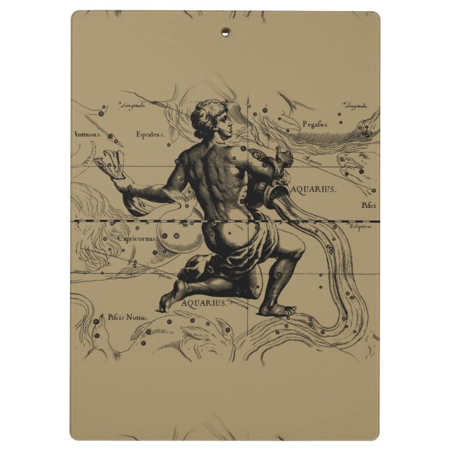 Aquarius Constellation Map von Hevelius Klemmbrett (Rückseite)