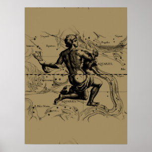 Aquarius Constellation Map von Hevelius Poster