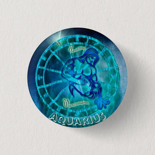Aquarius, das Horoskop des Wasserträgers Button (Vorderseite)