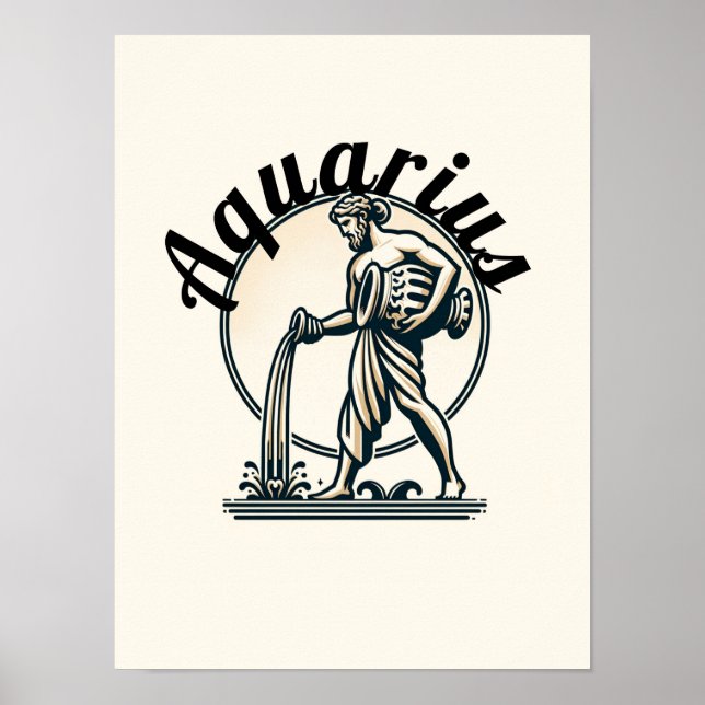 Aquarius der Wasserträger Vintag Zodiac Poster (Vorne)