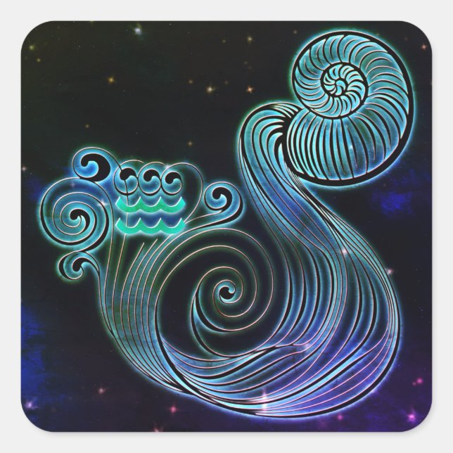 Aquarius der Wasserträger Zodiac-Aufkleber Quadratischer Aufkleber (Vorderseite)