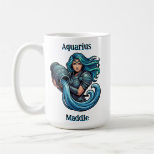 Aquarius-Eigenschaften und Daten Personalisiert Kaffeetasse