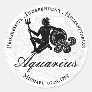 Aquarius Eigenschaften Zodiac Astrologie Weiße Ang Runder Aufkleber