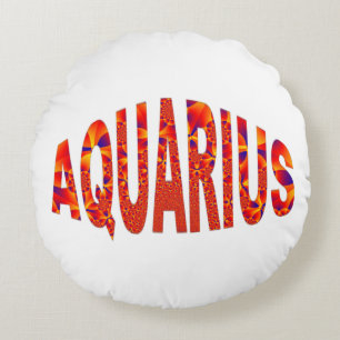 Aquarius - Firey Orange Yellow Blue Rundes Kissen