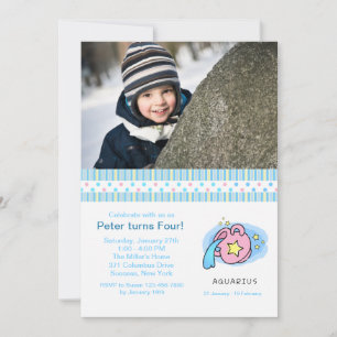 Aquarius Foto Geburtstagsparty Einladung