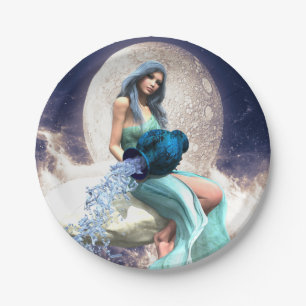 Aquarius - Frauen gießen Wasser aus einem Jug Pappteller