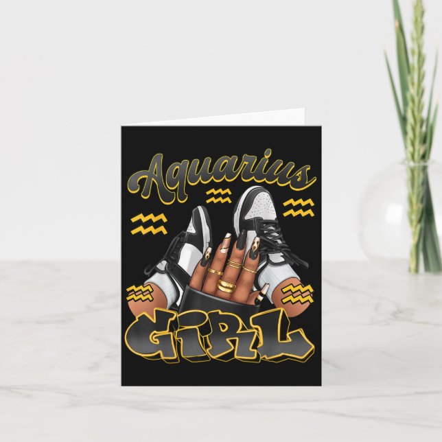 Aquarius Girl Birthday Afro Queen Sneakers Zodiac Karte (Vorderseite)