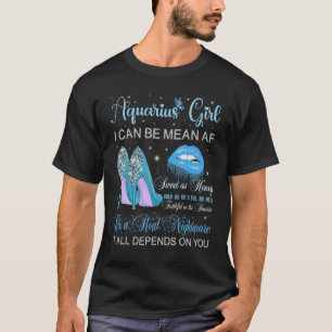 Aquarius Girl Birthday High Heels Drilling Lips Bu T-Shirt