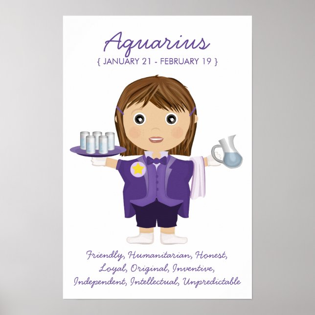 Aquarius - Girl Horoskop Poster (Vorne)