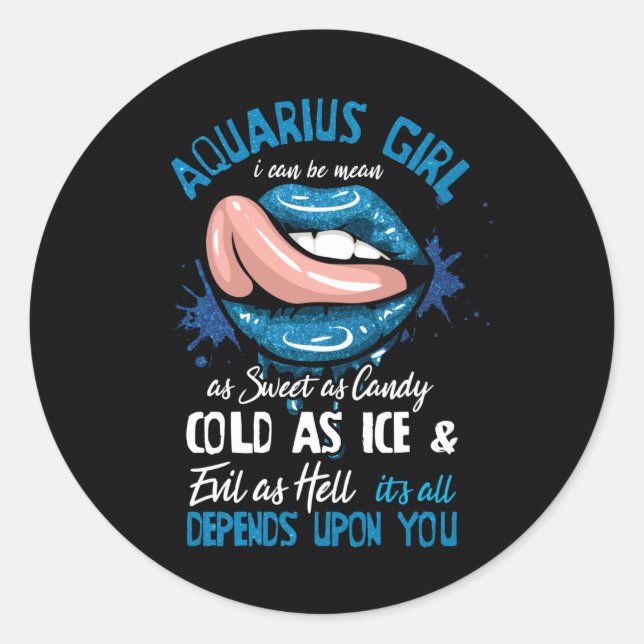 Aquarius Girl Zodiac Horoscope Runder Aufkleber (Vorderseite)