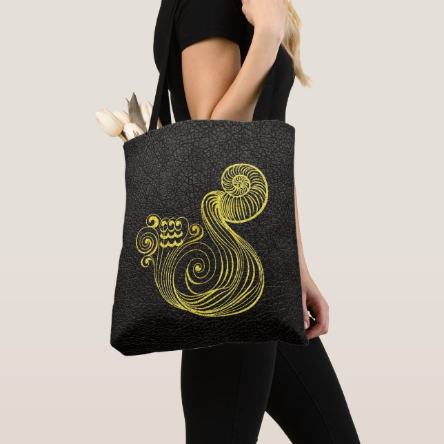 Aquarius-Gold auf Leder (Von Nahem)