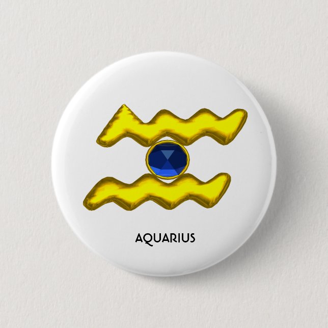 AQUARIUS / GOLD ZODIAC BIRTHDAY JEWEL BUTTON (Vorderseite)
