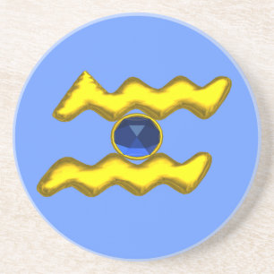 AQUARIUS / GOLD ZODIAC BIRTHDAY JEWEL GETRÄNKEUNTERSETZER
