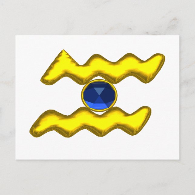 AQUARIUS / GOLD ZODIAC BIRTHDAY JEWEL POSTKARTE (Vorderseite)