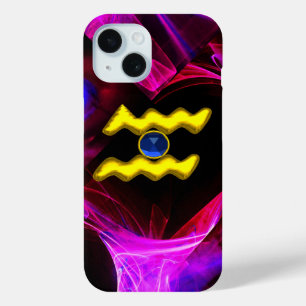 AQUARIUS GOLD ZODIAC SIGN Blaue Lila Fraktal Case-Mate iPhone Hülle