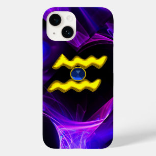 AQUARIUS GOLD ZODIAC SIGN Blaue Lila Fraktal Case-Mate iPhone 14 Hülle