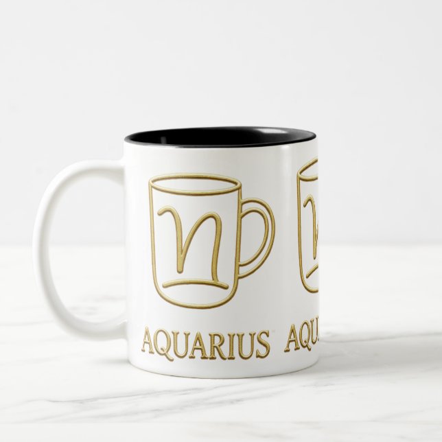 Aquarius Golden Zodiac Design Tasse (Links)