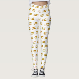 Aquarius Golden Zodiac Zeichen Golden Symbol Leggings