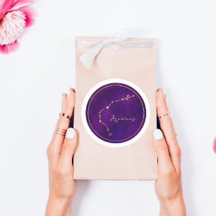 Aquarius Goldene Foil Zodiac Konstellation Runder Aufkleber