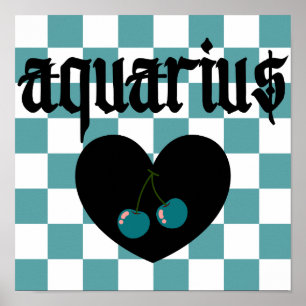 Aquarius Gothic Ästhetik Karo-Kirsche Kunst Poster