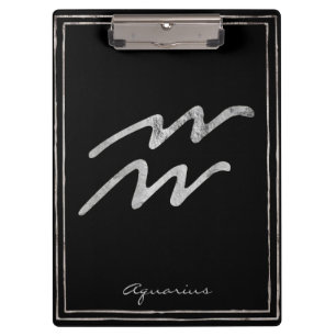 Aquarius Hammersilber stilisierte Astrologie-Symbo Klemmbrett