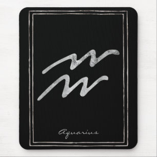 Aquarius Hammersilber stilisierte Astrologie-Symbo Mousepad