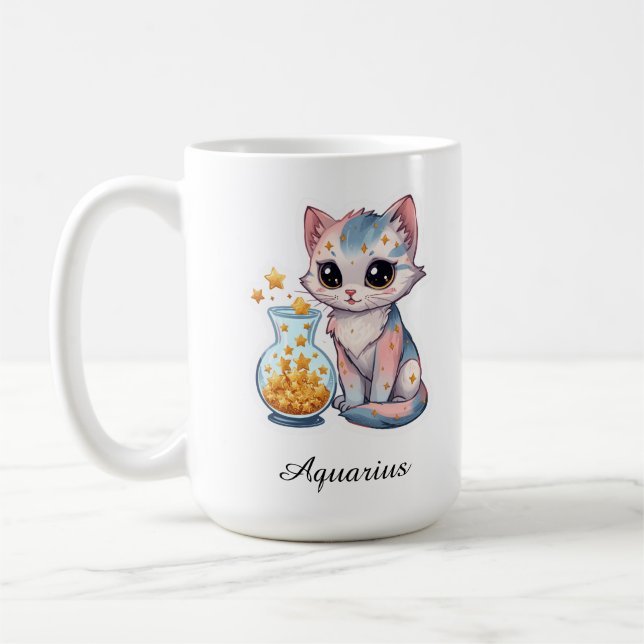 Aquarius Himmels-Zodiakustasse - Rosa Wassermann Kaffeetasse (Links)