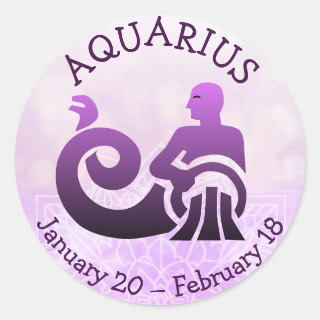 Aquarius Horoskop Astrologie Zodiac-Zeichen Runder Aufkleber (Vorderseite)