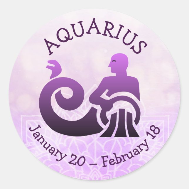 Aquarius Horoskop Astrologie Zodiac-Zeichen Runder Aufkleber (Vorderseite)