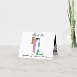 Aquarius Impressionist Painting Style & Gold Dankeskarte