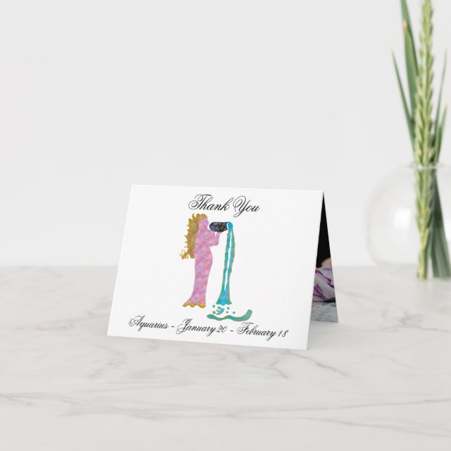 Aquarius Impressionist Painting Style & Gold Dankeskarte (Vorderseite)