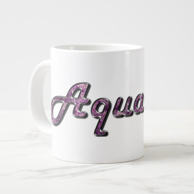 Aquarius in Amethyst Gemstone Jumbo-Tasse (Vorderseite Links)