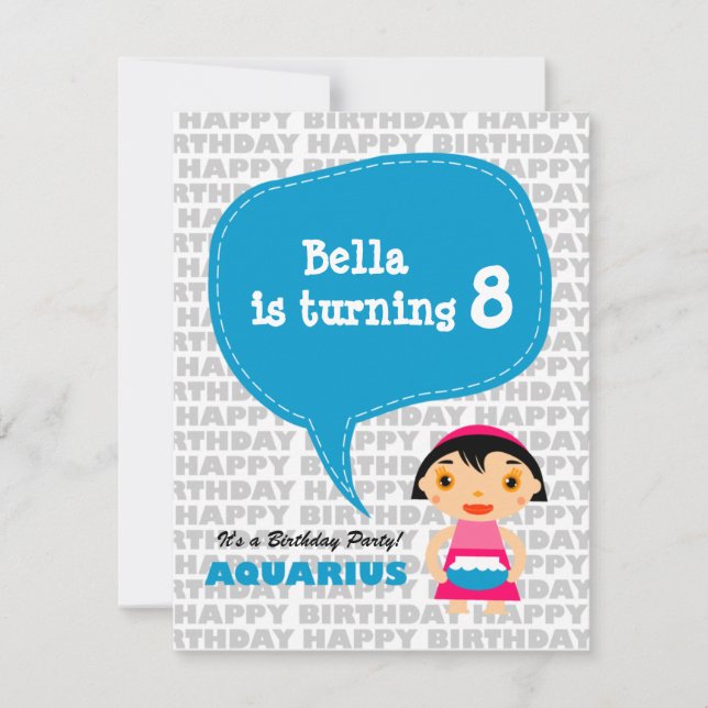 Aquarius Kids Party Einladung (Vorderseite)