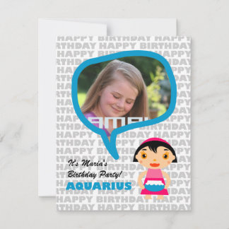 Aquarius Kids Party Einladung mit Foto