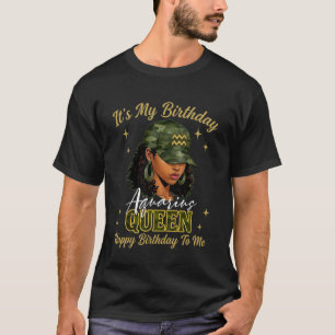 Aquarius Königin Schwarze Frau mit Kappe Camo Es i T-Shirt
