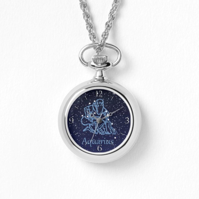 Aquarius Konstellation und Sternzeichen mit Sterne Armbanduhr (Vorderseite)